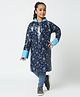 CITIZEN Disney Full Sleeves Snow Flakes Printed Hooded Raincoat - Dark Blue