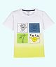 Kiddopanti Cotton Half Sleeves Chill Text Printed Ombre Tee - White & Neon Green