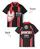 Pine Kids Marvel Terry Knit Half Sleeves Polo T-Shirt With Front And Back Avenger Iron Man Graphics - Red & Black