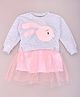 KETIMINI Cotton Full Sleeves Rabbit Printed Dress - Pink