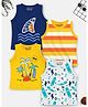 Trampoline Cotton Blend Pack Of 4 Sleeveless Beach Theme & Skate Board Printed Tees - Multi Colour