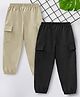 Trampoline Pack Of 2 Solid Pocket Detailed Joggers - Beige & Black