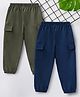 Trampoline Pack Of 2 Solid Pocket Detailed Joggers - Green & Blue