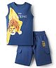 Pine Kids Disney Terry Knit Sleeveless Tank T-Shirt & Shorts Set With Lion King Graphics - Navy Blue