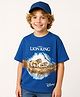 Pine Kids Disney Single Jersey Knit Half Sleeves Oversize Drop Shoulder T-Shirt With Lion King Graphics - Blue