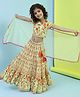 BIBA Cotton Short Sleeves Floral Printed Tassels Embellished Lehenga Choli WIth Dupatta Set - Lime Green