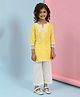 BIBA Cotton Three Fourth Sleeves Floral Printed Lace Detailed Kurta Palazzo Set - Yellow
