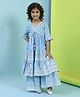 BIBA Cotton Half Bell Sleeves Floral Printed Sequins Embellished Kurta Sharara Set - Powder Blue