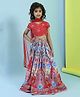 BIBA Cotton Half Sleeves Floral Printed Lace & Sequins Embellished Lehenga Choli With Dupatta Set - Red