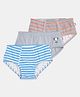 Plan B Cotton Elastane Pack Of 3 Striped & Trophy Printed Briefs - Grey Blue & Orange