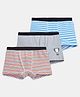 Plan B Cotton Elastane Pack Of 3 Striped & Trophy Printed Trunks - Grey Blue & Orange