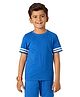 Plan B Cotton Half Sleeves Exclamation Mark Printed Tape Detailed Tee - Blue