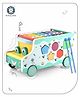Aditi Toys Wooden Activity Bus 6-in-1 Montessori Toys Truck Multifunctional Early Educational Learning Includes Shape Sorter, Xylophone, Maze, Storage, Dancing Eyes Bus For Boys Girls