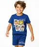 Pine Kids Disney Single Jersey Knit Half Sleeves Shorts Night Suit With Lion King Graphics - Navy Blue