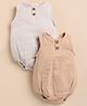 Cot & Candy Muslin Pack Of 2 Sleeveless Solid Onesies - Oatmeal & Latte