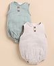 Cot & Candy Muslin Pack Of 2 Sleeveless Solid Onesies - Oatmeal & Moss Green