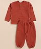 Cot & Candy Organic Cotton Full Sleeves Solid Tee & Coordinating Lounge Pants Set - Picante