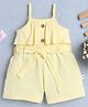 BUMZEE Cotton Knit Sleeveless Frill Detailing Solid Jumpsuit With Belt - Yellow