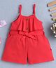 BUMZEE Cotton Knit Sleeveless Frill Detailing Solid Jumpsuit With Belt - Red