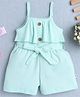 BUMZEE Cotton Knit Sleeveless Frill Detailing Solid Jumpsuit With Belt - Mint Green