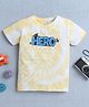 BUMZEE Cotton Knit Half Sleeves Tie Dye T-Shirt with Hero Text Print - Yellow