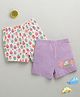 BUMZEE Cotton Knit Above Knee Length Cupcake Printed Shorts Pack of 2 - White & Lavender