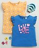 BUMZEE Cotton Knit Frill Sleeves T-Shirts with Bow & Love Text Print Pack Of 2 - Blue & Orange