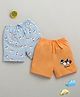 BUMZEE Cotton Knit Above Knee Length Ball Printed Shorts Pack Of 2 - Orange & Light Blue
