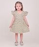 Polka Tots Cotton Sleeveless Frill Detailed Floral Printed Dress With Hair Band - Green