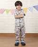 Polka Tots Cotton Woven Half Sleeves Animals Printed Coordinating Night Suit Set - Grey