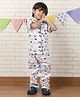 Polka Tots Cotton Woven Half Sleeves Rainbow Printed Coordinating Night Suit Set - White