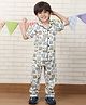 Polka Tots Cotton Woven Half Sleeves Cows Printed Coordinating Night Suit Set - Green