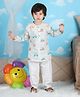 Polka Tots Cotton Woven Full Sleeves Car Printed Night Suit Set - Green