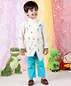 Polka Tots Cotton Full Sleeves Flamingos Embroidered Kurta Pyjama Set - White