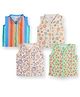 The Boo Boo Club 100% Cotton Muslin Pack Of 4 Sleeveless Baby Animals Printed & Striped Jhablas - Multi Colour