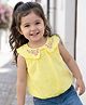 Babyhug Cotton Woven Sleeveless Peter Pan Collar Top with Floral Embroidery - Yellow