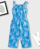 Tiara Cotton Jersey Sleeveless Abstract Printed Jumpsuit - Blue