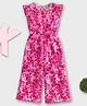 Tiara Cotton Modal Jersey Cap Sleeves Floral Printed Jumpsuit - Pink
