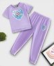 Tiara Pure Cotton Half Sleeves Heart Shaped Reversible Sequins Embellished Coordinating Top & Pant Set - Lilac