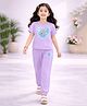 Tiara Pure Cotton Half Sleeves Heart Shaped Reversible Sequins Embellished Coordinating Top & Pant Set - Lilac