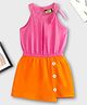 Tiara Pure Cotton Sleeveless Colour Blocked Jumpsuit - Pink & Orange