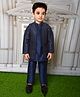 BAD BOYS Rayon Solid Kurta Pyjama With Full Sleeves Sequins Embellished Jacket Set - Navy Blue