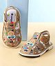 Cute Walk by Babyhug Sandals with Velcro Closure Car Print & Lion Applique - Khaki
