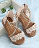 Babyoye Zip Closure Sandals with Rhinestone  Detailing - White