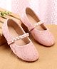 Babyoye Velcro Closure Ballerina with Pearls & Lace Detailing - Pink