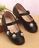 Babyoye Velcro Closure Floral Applique Ballerina - Black