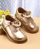 Babyoye Velcro Closure Formal Shoes with Pearls Applique - Golden