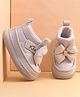 Babyoye Solid Party Boots with Velcro Closure & Bow Applique - White
