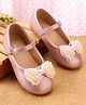 Babyoye Velcro Closure Ballerinas with Bow Applique & Pearls Detailing - Pink