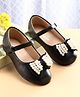 Babyoye Velcro Closure Ballerinas with Bow Applique & Pearls Detailing - Black